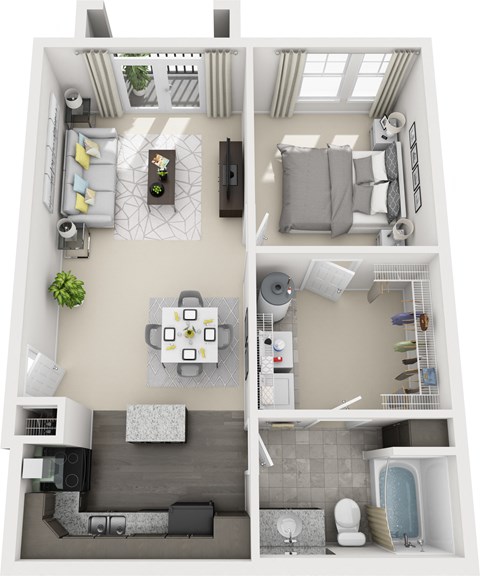 a floor plan of a house with a bedroom and a living room